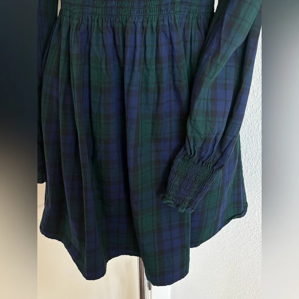 Hill House Home The Norah Nap Tartan Long Cuffed Sleeve Smock Dress Sz XL Preppy